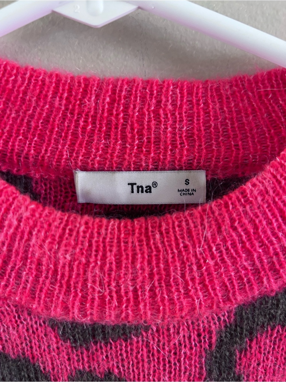 Aritzia Tna Utica Sweater in the Soot/Dayglow Pink colorway - Picture 4 of 6